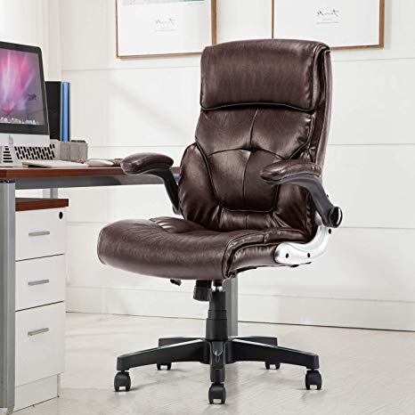 B2C2B Leather Executive Office Chair Computer Desk Chair Ergonomic Adjustable Racing Chair Task Swivel Chair Armrest and Lumbar Support