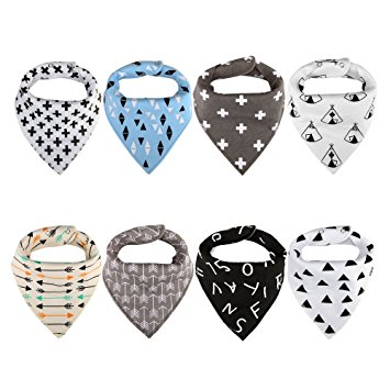 Vicsou Baby Bandana Drool Bibs for Drooling and Teething, Soft Organic Absorbent Cotton, 8-Pack