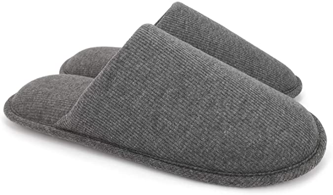 ofoot Men's Organic Cotton Cozy Indoor Slippers, Memory Foam House Flat,Washable Slip on Home Shoes