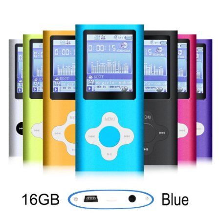 G.G.Martinsen Mini Usb Port Plum Button 1.78 LCD MP3/MP4 16 GB Portable MP3Player , MP4 Player , Video Player , Music Player , Media Player , Audio Player (BLUE)