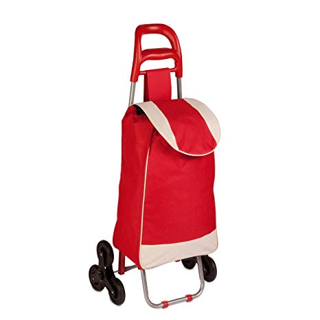 Honey-Can-Do CRT-02894 Large Rolling Knapsack Bag Cart with Tri-Wheels for Steps, Holds up to 40-Pounds, Red