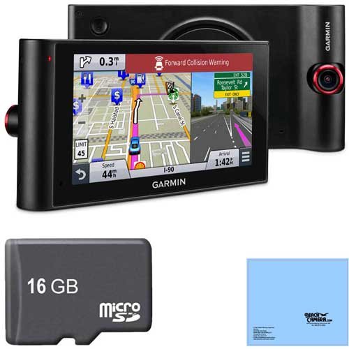 Garmin nuviCam LMTHD 6" GPS Navigation System with Built-in Dashcam, Maps & HD Traffic (010-01378-01) Bundle with 16GB Micro SD Card, and Beachcamera Cleaning CLoth
