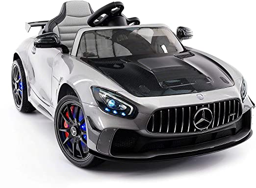 Emr Distributors 2020 Mercedes GT AMG 12V Battery Powered Kids Ride-ON Toy CAR with Parental Remote LED Wheels MP4 Player (Silver)