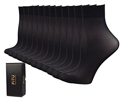 Fitu Women's 12 Pairs Nylon Ankle High Tights Hosiery Socks