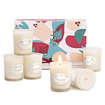 Scented Candles Gift Set, Anjou Christmas Candle 6 Fragrances Soy Wax with Essential Oils Perfect for Christmas Birthday, Bath Yoga Stress Relief Aromatherapy 6 Pack, White