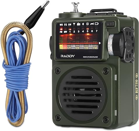 Raddy RF750 Portable Shortwave Radio AM/FM/SW/WB Receiver with Bluetooth - Pocket Retro Mini Radio Rechargeable, w/ 9.85 Ft Wire Antenna