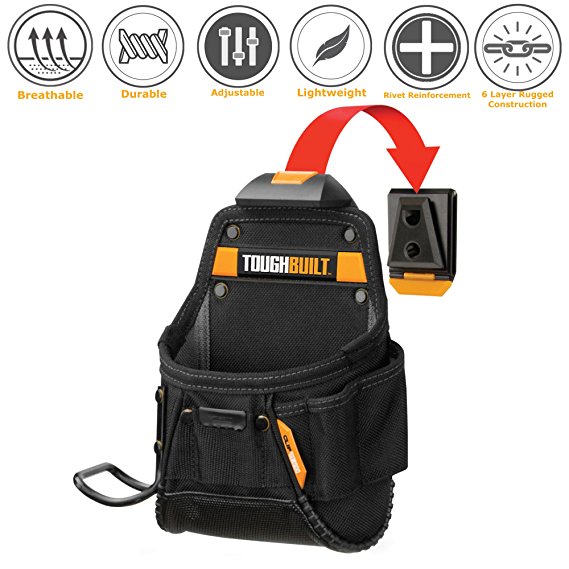 ToughBuilt - Project Pouch / Hammer Loop - Heavy-duty Construction, Custom Tape Measure Clip, 6 Pockets and Loops, Extreme-duty hammer loop (Patented ClipTech Hub & Belts) (TB-CT-24)