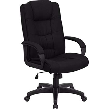 Flash Furniture High Back Black Fabric Executive Swivel Chair with Arms