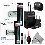 2 Pack Vivitar NP-BX1M8 Battery and Charger Kit for SONY Cybershot DSC-RX100 III DSC-RX100 II RX1 RX1R HX400V HX300 HX50 HX50V WX300 HDR-AS30V AS15 Cameras SONY NP-BX1M8 Replacement - Includes 2 Vivitar Ultra High Capacity Rechargeable 1400mAH Li-ion Batteries  ACDC Vivitar Rapid Travel Charger  Cleaning Kit  MagicFiber Microfiber Lens Cleaning Cloth