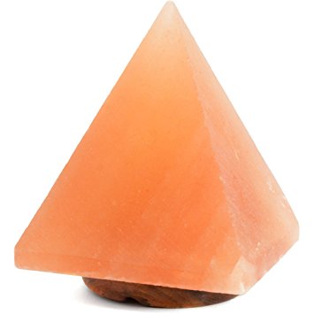 Accentuations by Manhattan Comfort 9" Pyramid Shaped Himalayan Pink Salt Lamp Bedside lamp with dimmer and Wood Base