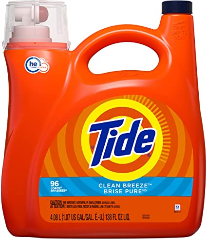 Tide Liquid Laundry Detergent, Clean Breeze, 96 Loads 138 Fl Oz