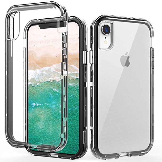 SKYLMW iPhone XR Case,Shockproof Three Layer Protection Hard Plastic & Soft TPU Sturdy Shockproof Armor High Impact Resistant Cover Case for iPhone XR 2018(6.1 inch),Clear