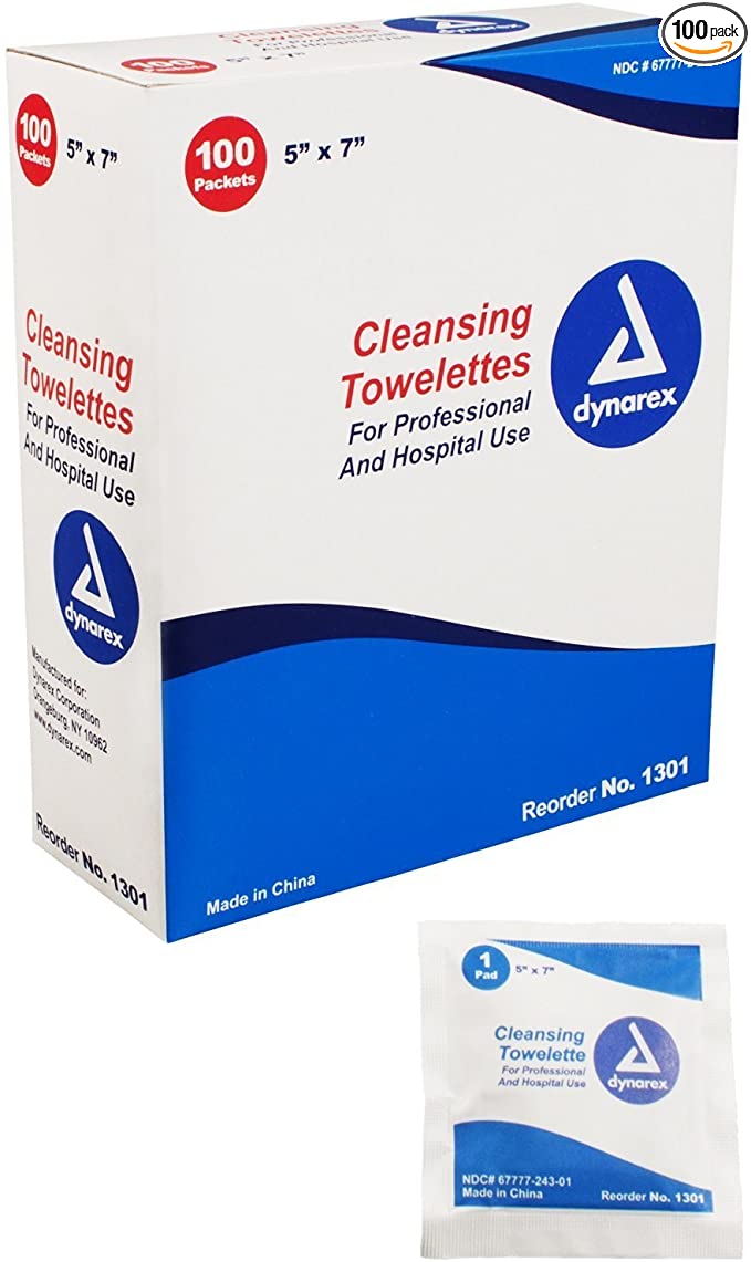 Dynarex Corporation 1301 Cleansing Towelette 100/Bx