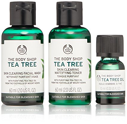 The Body Shop Tea Tree Skin Clearing Essentials Gift Set, 3pc Paraben-Free Skin Care Set for Blemish-Prone Skin
