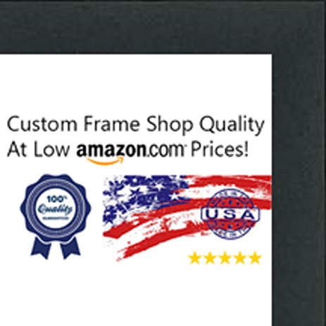 10x10 Contemporary Black Wood Picture Square Frame - UV Acrylic, Foam Board Backing, & Hanging Hardware Included!