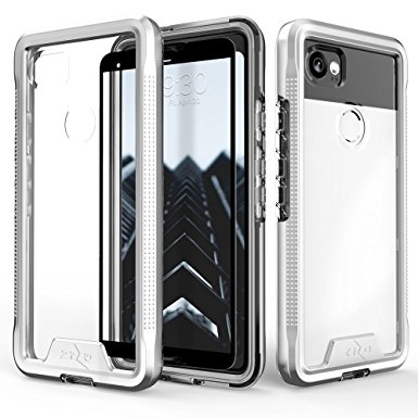 Zizo ION Series Google Pixel 2 XL Case - Military Grade Drop Tested with Clear Tempered Glass Screen Protector (Silver & Clear)