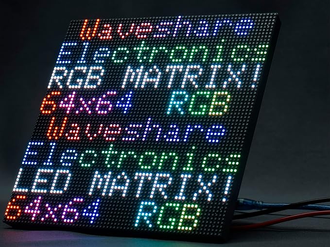 waveshare 64x64 4096 Pixels RGB Full-Color LED Matrix Panel 3mm Pitch Displaying Text/Colorful Image/Animation Adjustable Brightness Chainable Design,Compatible with Arduino/Raspberry Pi