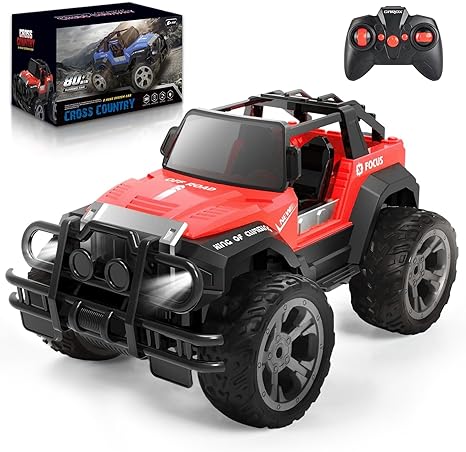 Carox Remote Control Car for Kids-1:16Remote Control Truck with Headlight and Storage Case-80mins Playtime RC Truck for All Terrain-Red Remote Control Jeep Toy for Boys Girls Kids (red)