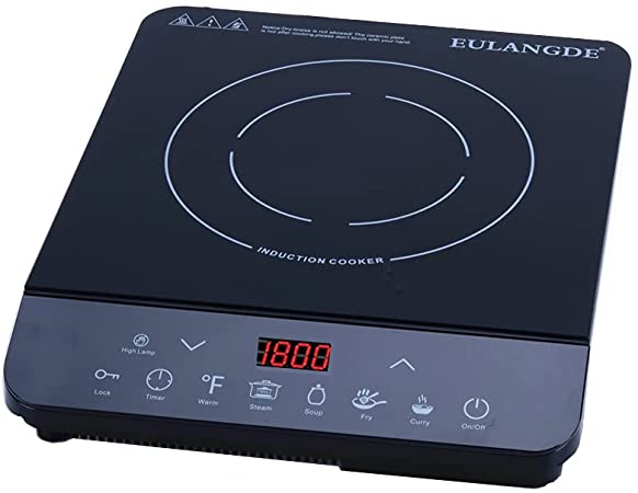 EULANGDE Touch Controls for Induction Cooker 110V Electric Stove 2200W Portable Induction Cooktop Countertop Burner, Black (Black)
