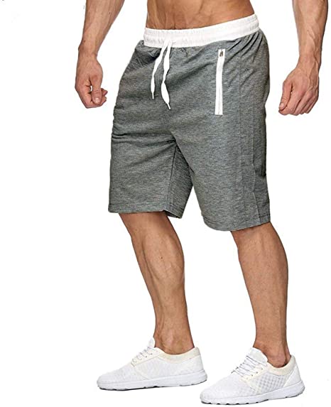 CARWORNIC Men's Athletic Workout Shorts Lightweight Bodybuilding Gym Running Basketball Shorts with Zipper Pockets