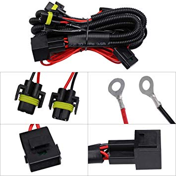 HUIQIAODS H11 880 881 H8 Universal 40A Relay Wiring Harness Kit Fits LED Automotive Fog Light Conversion Assemblies