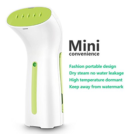 Professional Mini Handy Steamer with Water Pump for Garment,Fabric and Clothes,Strong Steam, Fast-Heat Aluminum Element - Compact, Portable, Handheld for Home and Travel (green)
