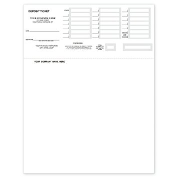 Laser Deposit Slips - Deposit Tickets for QuickBooks & Quicken (100 qty) - Custom