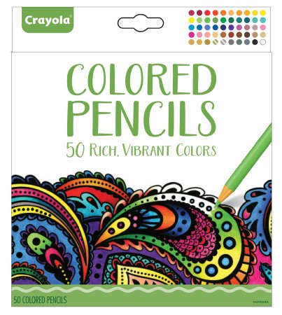 Crayola Colored Pencils, 50 Count, Vibrant Colors, Pre-sharpened, great for Adult Coloring