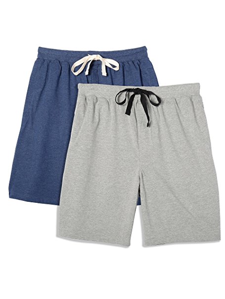 Noble Mount Mens 2-Pack Premium Knit Sleep/Lounge Shorts