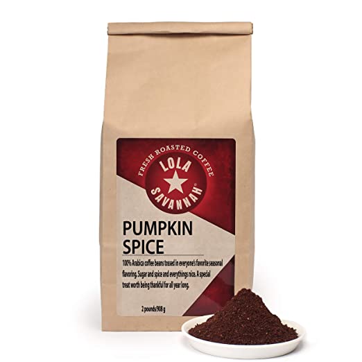 Lola Savannah Pumpkin Spice Ground Coffee - Delicious Taste Of Autumn Spice & Smooth Richness | Caffeinated | 2lb Bag