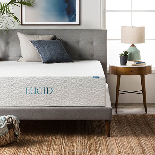 Lucid 14 Inch Mattress, Triple-Layer, 5.3 Pound Density Ventilated Memory Foam, CertiPUR-US Certified, 25-Year Warranty, Queen
