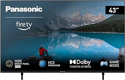 Panasonic TX-43MX800B, 43 Inch 4K Ultra HD LED Smart 2023 TV, High Dynamic Range (HDR), Dolby Atmos & Dolby Vision, Fire TV, Prime Video, Alexa, Netflix, Black