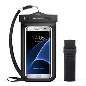 Universal Waterproof Case, MoKo Cellphone Dry Bag with Armband Neck Strap for iPhone 7, 7 Plus, 6s, 6, 6s Plus, SE, 5s, Note5, S7 Edge, Pixel, Pixel XL, LG BLU Huawei & Other Devices up to 6", BLACK