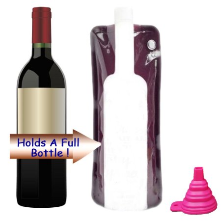 Wine Bag SparkleLife Foldable Wine Bottle Wine Carrier Wine Flasks 750ml Reusable Flexible Collapsible Wine Bottle for Party Picnic Outdoor Travel Camping Redpurple Purple