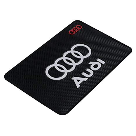 Auto sport High Temperature Resistance Medium 7.5Inch Leather Surface Anti-Slip Non-Slip Mat Car Dashboard Pad Mat Phone, CD, Electronic Devices, Keyboard Other Smooth Items (Audi)