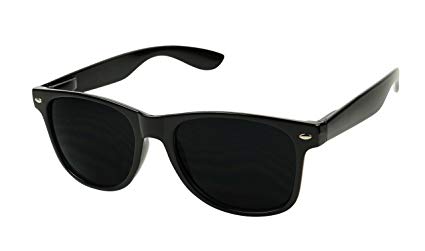 ShadyVEU - Super Dark Blacked Out Retro Round 80's Casual UV400 Sunglasses