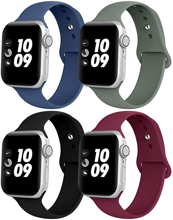 iGK Compatible with Apple Watch Bands 38MM 40MM 42MM 44MM, Soft Silicone Replacement Sport Straps Compatible with iWatch Series 5, 4, 3, 2, 1