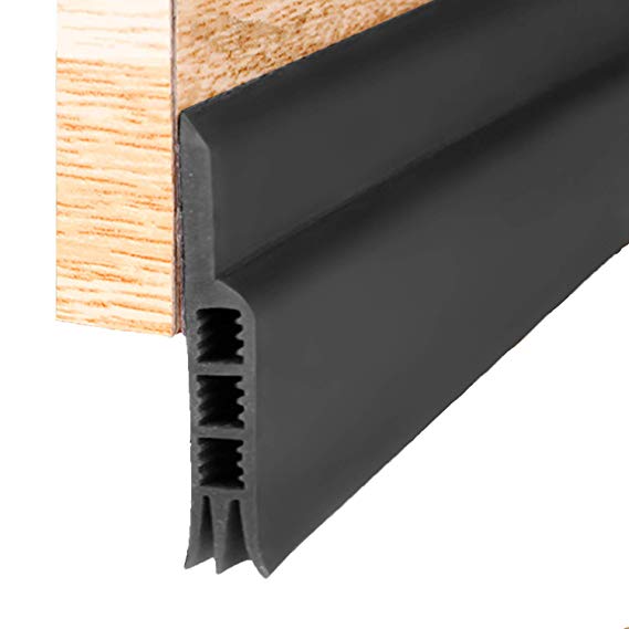 Door Sweep 2" Width x 39" Length, Under Door Draft Stopper Weather Stripping Door Bottom Seal Strip (Black)