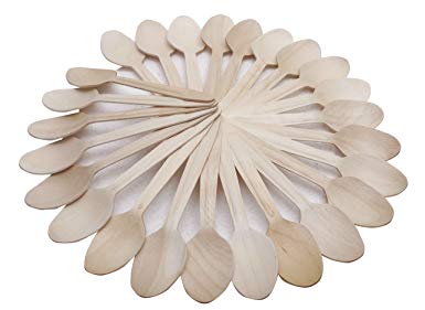 Generic Clrmyl_Hushld054 G1 Disposable Wooden Spoon 16 cms/6.4 Inch Length, Pack of 100