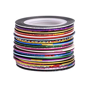 Haobase 30Pcs Mixed Colors Rolls Striping Tape Line Nail Art Tips Decoration Sticker