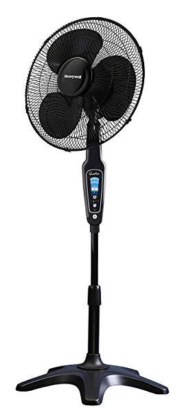 Honeywell QuietSet 16" Stand Fan Black with Remote Control and Sleep Mode