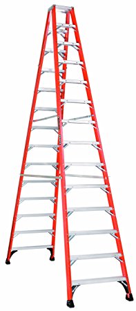 Louisville Ladder FM1414HD Fiberglass Twin Front Ladder, 14 Feet, 375 Pound Duty Rating