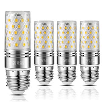 Yiizon 12W LED Corn Bulbs, Candelabra LED Light Bulbs, 3000K Warm White, 1200LM, E26 Base, 100W Incandescent Equivalent, Non-dimmable, Pack of 4