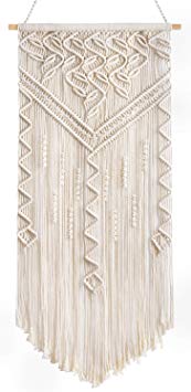 Mkono Macrame Wall Hanging Decor Boho Chic Bohemian Woven Home Decoration for Apartment Bedroom Living Room Gallery Perfect Handmade Gift Ideas, 34" x 17"