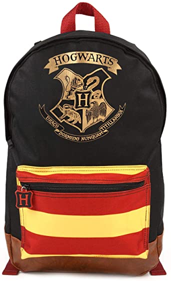 Harry Potter Hogwarts Crest Official Premium Backpack School Bag with Zip Pocket & Adjustable Straps