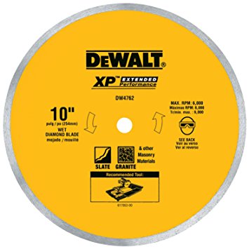 DEWALT DW4762 10-Inch Wet Cutting Continuous Rim Saw Blade with 5/8-Inch Arbor for Porcelain or Tile