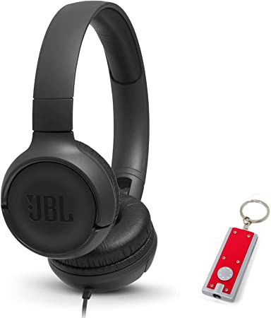 JBL Tune 500 - Wired On-Ear Headphones, Includes LED Flashlight Key Chain Bonus - Black