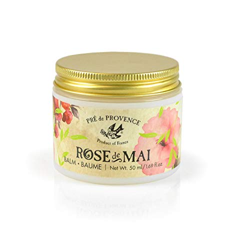 Pre de Provence Balm to Alleviate & Help Heal Parched Skin to Soothe and Hydrate with Shea Butter, Sesame Seed Oil, Vitamin E & Botanical Rose Blend Fragrance (1.69 fl oz) - Rose De Mai