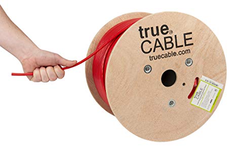Cat6A Shielded Riser (CMR), 1000ft, Red, 23AWG Solid Bare Copper, 750MHz, ETL Listed, Overall Foil Shield (FTP), Bulk Ethernet Cable, trueCABLE