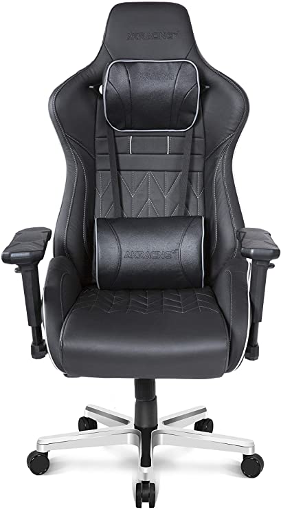 AKRacing Masters Series Pro Deluxe XL Gaming Chair Genuine Brazilian Leather, High Backrest, Recliner, Swivel, Tilt, 4D Armrests, Rocker & Seat Height Adjustment Mechanisms, 5/10 Warranty